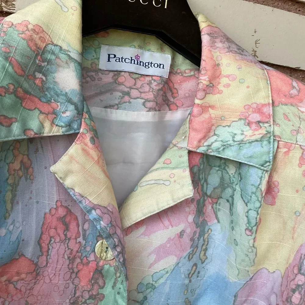 Vintage 80’s Watercolor Pastels Jacket Size Small